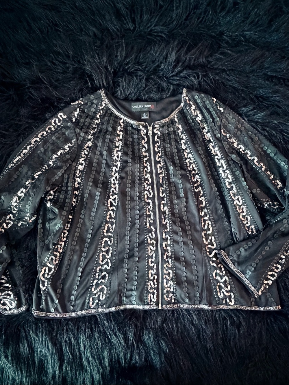 Colleen Lopez Black Sequin & Bead Embellished Jacket